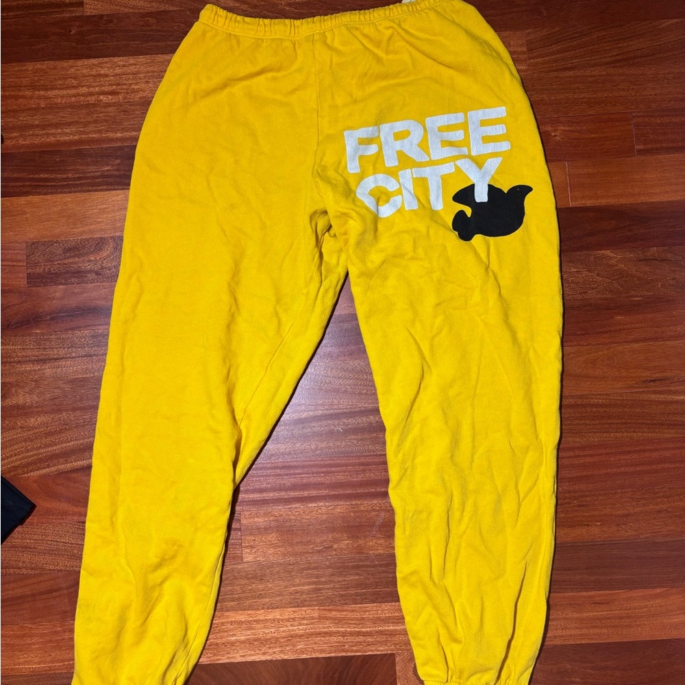 Freecity Yellow Sweatpants Relaxed Fit Joggers